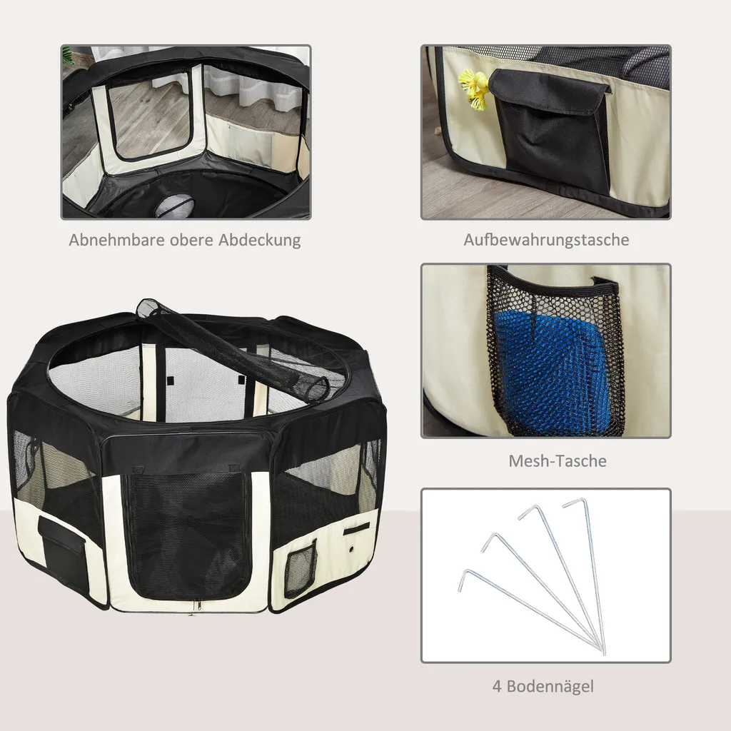 PawHut Welpenauslauf Freilaufgehege Tierlaufstall Laufstall Welpenzaun 600D Oxford 125 X 125 X 58 Cm 5 PawHut Welpenauslauf Freilaufgehege Tierlaufstall Laufstall Welpenzaun 600D Oxford 125 X 125 X 58 Cm – Bild 5