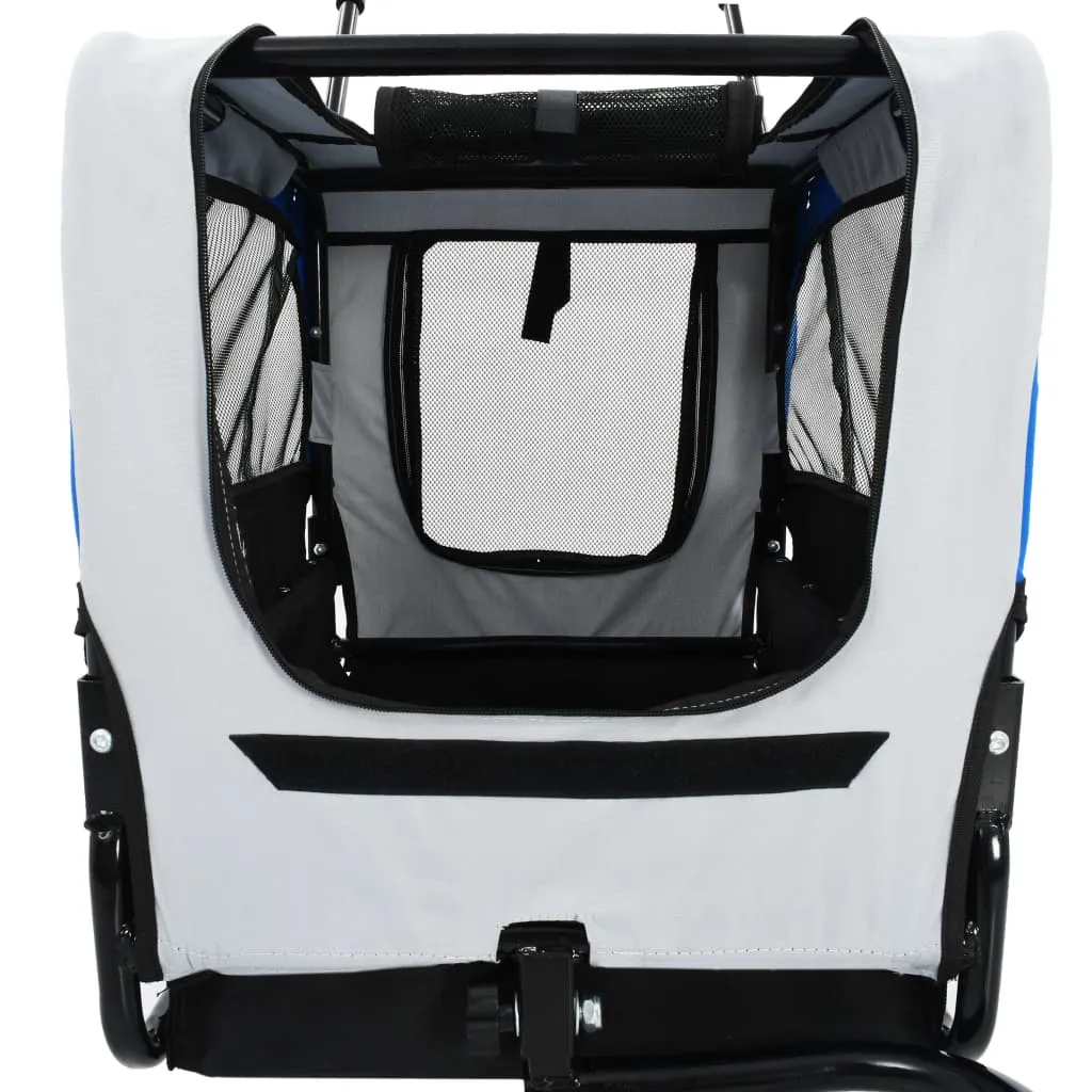VidaXL 2-in-1 Tier-Fahrradanhänger Und Jogger Grau Und Blau 5 VidaXL 2-in-1 Tier-Fahrradanhänger Und Jogger Grau Und Blau – Bild 5