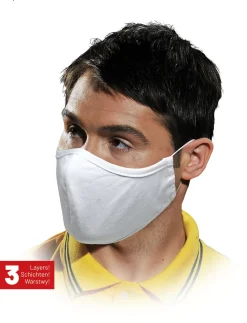 REIS Mundschutz 10 STÜCK Maske Mund Nase Atemschutz 100% Baumwolle Waschbar 3-lagig Weiß