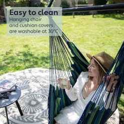 VITA5 Hängesessel Outdoor - Stabiler & Sicherer Hängestuhl - Stylischer Hängesessel Indoor - Schaukel Für Erwachsene & Kinder - Bequeme Boho Raumdeko - 250kg Tragkraft (Grün/Blau) 12 VITA5 Hängesessel Outdoor - Stabiler & Sicherer Hängestuhl - Stylischer Hängesessel Indoor - Schaukel Für Erwachsene & Kinder - Bequeme Boho Raumdeko - 250kg Tragkraft (Grün/Blau) -Garten- & Gewächshäuser Geschäft a25b768dc05a9f86afa8ab6bdb645508