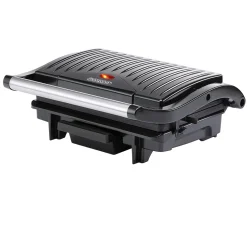 Monzana Kontaktgrill Antihaftbeschichtete Grillplatten Herausnehmbare Auffangschale Cool-Touch-Griff 1500 W Panini Toaster Grill Sandwichmaker Schwarz