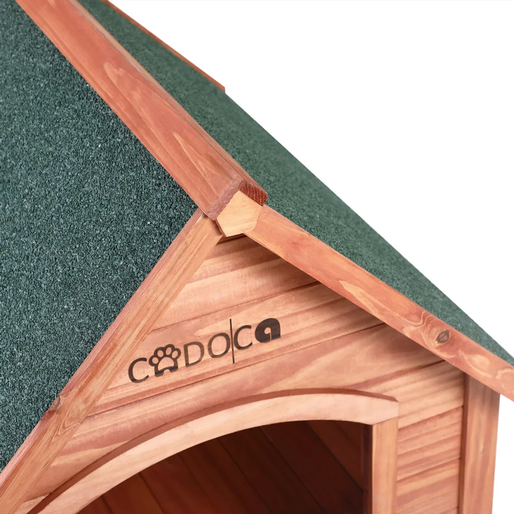 Deuba Cadoca Hundehütte FSC®-zertifiziertes Massivholz 82x72x85cm Dachluke Spitzdach Garten Hundehaus Tierhaus Wetterfest 11 Deuba Cadoca Hundehütte FSC®-zertifiziertes Massivholz 82x72x85cm Dachluke Spitzdach Garten Hundehaus Tierhaus Wetterfest – Bild 11