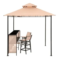 OUTLIV. Gartenpavillon Mit Bar & 2 Stühlen Taupe