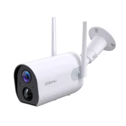 COOAU Überwachungskamera Außen Akku, Kabellose WLAN Kamera Outdoor Mit PIR-Sensor, Personen/Autoerkennung, 15m Nachtsicht, 2-Wege Audio, IP65, Weiß