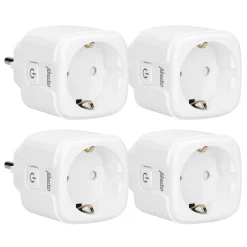 Alecto SMART-PLUG10 - Smarter WLAN-Zwischenstecker, 16 A, 3680 W, 4er-Pack, Weiß