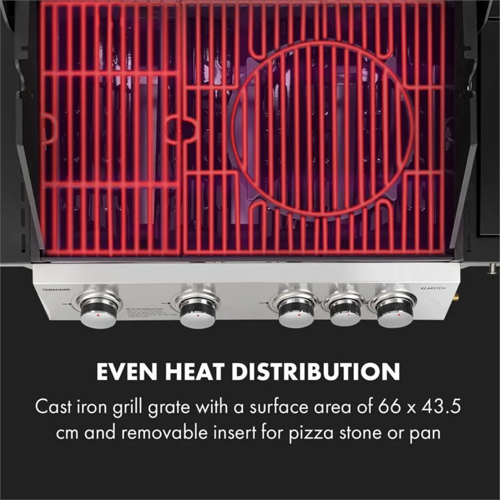 Klarstein Gasgrill Mit Großer Grillfläche, Gasgrill 1 Seitenbrenner & 4 Brenner, 17,1kW Edelstahl-Gasgrill, BBQ Gasgrill Für Balkon & Garten, Grill Für Propan, Gasgrills Mit 5 Brenner & Thermometer 7 Klarstein Gasgrill Mit Großer Grillfläche, Gasgrill 1 Seitenbrenner & 4 Brenner, 17,1kW Edelstahl-Gasgrill, BBQ Gasgrill Für Balkon & Garten, Grill Für Propan, Gasgrills Mit 5 Brenner & Thermometer – Bild 7
