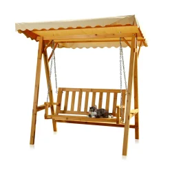 Mucola Hollywoodschaukel Gartenschaukel Hängeschaukel Schaukelbank Holz Dach Schaukel