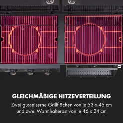 Klarstein Gasgrill Mit Smoker, Gasgrill Mit 4 Brenner, 13,5kW Edelstahl-Gasgrill, BBQ Gasgrill Für Balkon & Garten, Grill Für Gas & Kohle, Gasgrills Mit 4 Brenner & Thermometer