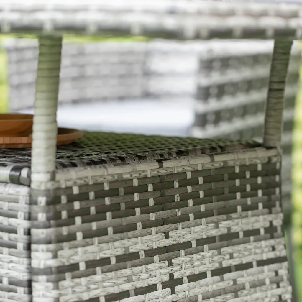 Outsunny Gartentisch Glastisch Esstisch Gartenmöbel Tisch, Polyrattan+Sicherheitsglas, Grau+Schwarz, 150x85x74cm 7 Outsunny Gartentisch Glastisch Esstisch Gartenmöbel Tisch, Polyrattan+Sicherheitsglas, Grau+Schwarz, 150x85x74cm – Bild 7