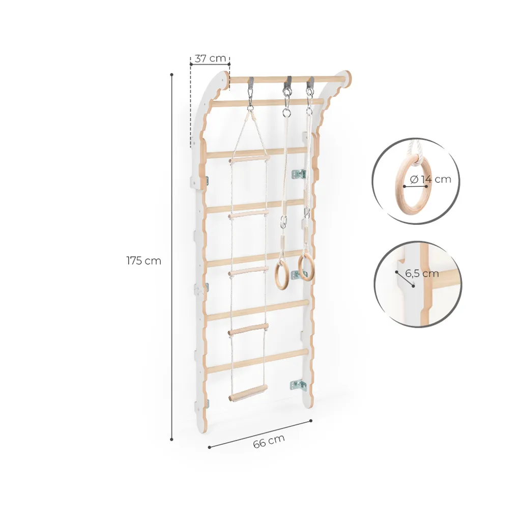 MAMOI® Klettergerüst Indoor, Sprossenwand Für Kinderzimmer, Turnringe Kinder Für Klettern, Kletterwand Und Spielgeräte, Midi Turngeräte Mit Klimmzugstange Für Drinnen, Sportgeräte Ab 3 Jahren 3 MAMOI® Klettergerüst Indoor, Sprossenwand Für Kinderzimmer, Turnringe Kinder Für Klettern, Kletterwand Und Spielgeräte, Midi Turngeräte Mit Klimmzugstange Für Drinnen, Sportgeräte Ab 3 Jahren – Bild 3