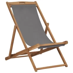VidaXL Strandstuhl Klappbar Massivholz Teak Grau