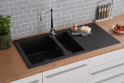 Respekta Spüle Granitverbundspüle Granitspüle Küchenspüle 100 X 50 Cm Schwarz