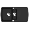 VidaXL Granit Spülbecken Doppelbecken Schwarz