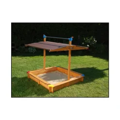 GASPO Holz Sandkasten 140 X 140 Cm Mit Absenkbarem Dach