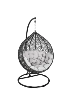 Dynamic24 Korb Hängesessel Mit Gestell + Kissen Hängestuhl Lounge Hängekorb Schaukel Sessel