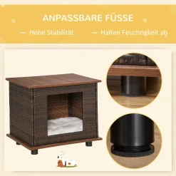 PawHut Rattan Hundehütte Hundehaus Mit Kissen Hundehöhle Hundematratze Haustierbett Für Drinnen Und Draußen Spanplatte Braun 60 X 44 X 51,5 Cm 13 PawHut Rattan Hundehütte Hundehaus Mit Kissen Hundehöhle Hundematratze Haustierbett Für Drinnen Und Draußen Spanplatte Braun 60 X 44 X 51,5 Cm -Garten- & Gewächshäuser Geschäft a4de4dbd1af1718306f9cce880bbb07d