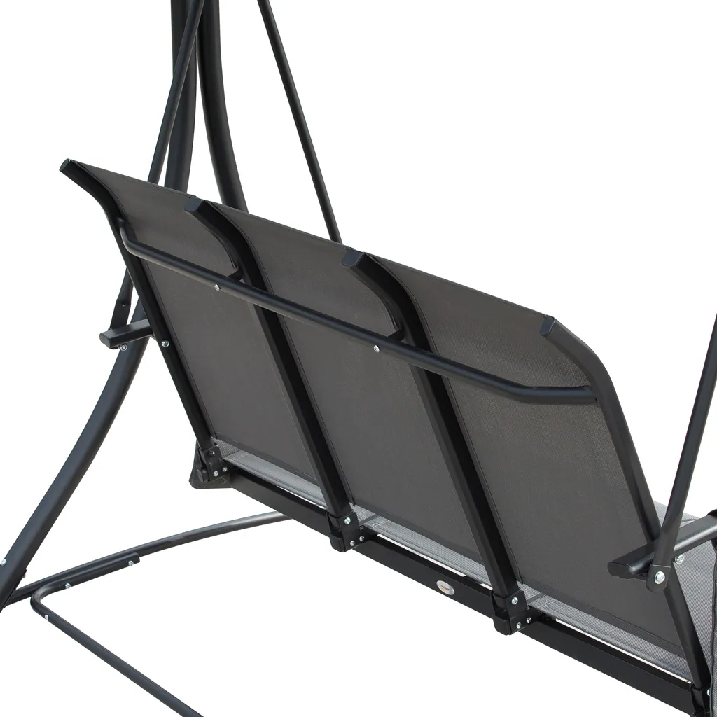 Outsunny 3-Sitzer Hollywoodschaukel, Gartenschaukel Mit Sonnendach, Schaukelbank Mit Ablage, Aluminium, Grau, 196 X 128 X 172 Cm 4 Outsunny 3-Sitzer Hollywoodschaukel, Gartenschaukel Mit Sonnendach, Schaukelbank Mit Ablage, Aluminium, Grau, 196 X 128 X 172 Cm – Bild 4
