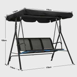 MCombo 3-Sitzer Hollywoodschaukel Gartenschaukel Gartenliege Schaukelbank 8007BK (Schwarz) -Garten- & Gewächshäuser Geschäft a4f6873139063fdf03c13e4568eb2453