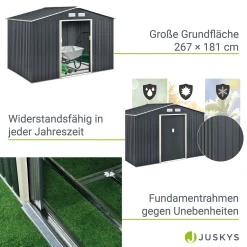 Juskys Metall Gerätehaus XL Mit Satteldach, Schiebetür & Fundament - 9m³ - 277×191×192 Cm - Anthrazit - Geräteschuppen Gartenhaus Garten Schuppen 15 Juskys Metall Gerätehaus XL Mit Satteldach, Schiebetür & Fundament - 9m³ - 277×191×192 Cm - Anthrazit - Geräteschuppen Gartenhaus Garten Schuppen -Garten- & Gewächshäuser Geschäft a4febfe6579e281e00cf289b944f8086