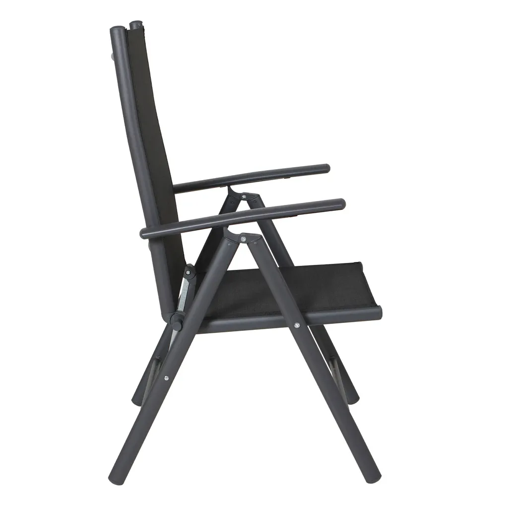 SVITA Gartenstühle Hochlehner Klappbar Campingstuhl Klappsessel 2er Set Metall Schwarz 4 SVITA Gartenstühle Hochlehner Klappbar Campingstuhl Klappsessel 2er Set Metall Schwarz – Bild 4