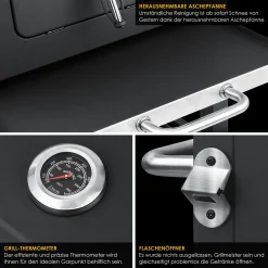 KESSER® Grill Grillwagen XXL Holzkohlegrill Mit Deckel, Rädern, Edelstahl-Griff, Grillrost Und Thermometer Holzkohle Kohlegrill Wagen Groß Kohle BBQ Barbeque Camping, Terrasse, Garten, Farbe:Grau -Garten- & Gewächshäuser Geschäft a51b1f72787909219246da41c255a685