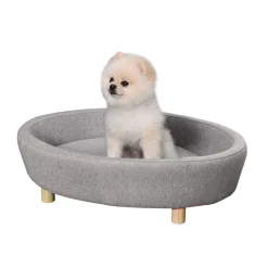 PawHut Hundesofa Haustiersofa Oval Morderne Gebürstetes Stoff Für Kleine Hunde Und Katzen 81 X 61 X 24 Cm Grau