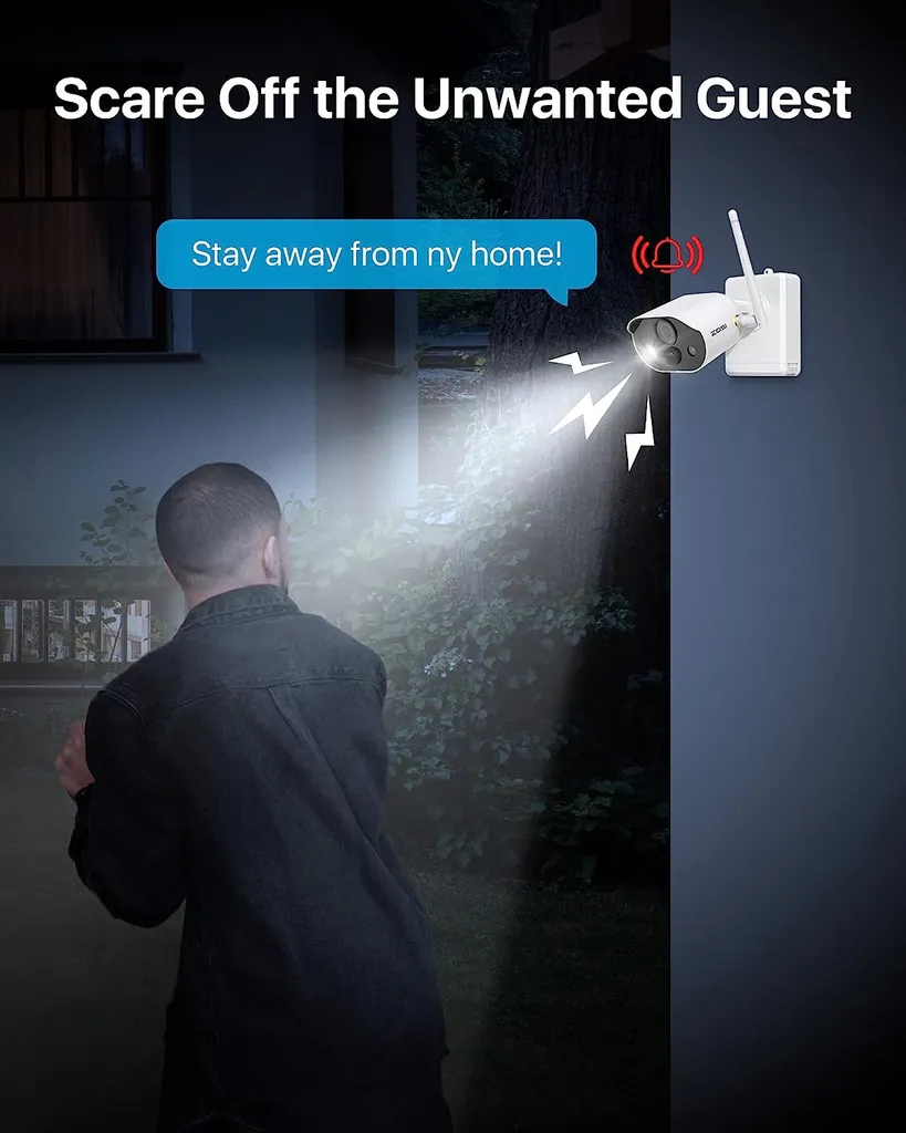 ZOSI 2K 3MP Kabellos Aussen Akku Überwachungskamera Set, 4X 3MP WLAN Kamera Batteriebetrieben Mit Basisstation 32GB Karte, 2-Wege-Audio, Personenerkennung, C309 4 ZOSI 2K 3MP Kabellos Aussen Akku Überwachungskamera Set, 4X 3MP WLAN Kamera Batteriebetrieben Mit Basisstation 32GB Karte, 2-Wege-Audio, Personenerkennung, C309 – Bild 4