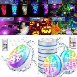 F-Beast 4-er/set 7cm Poolbeleuchtung Mit Saugnapf Unterwasser Licht 13-LED Wasserdichte Tauchen Licht Fernbedienung
