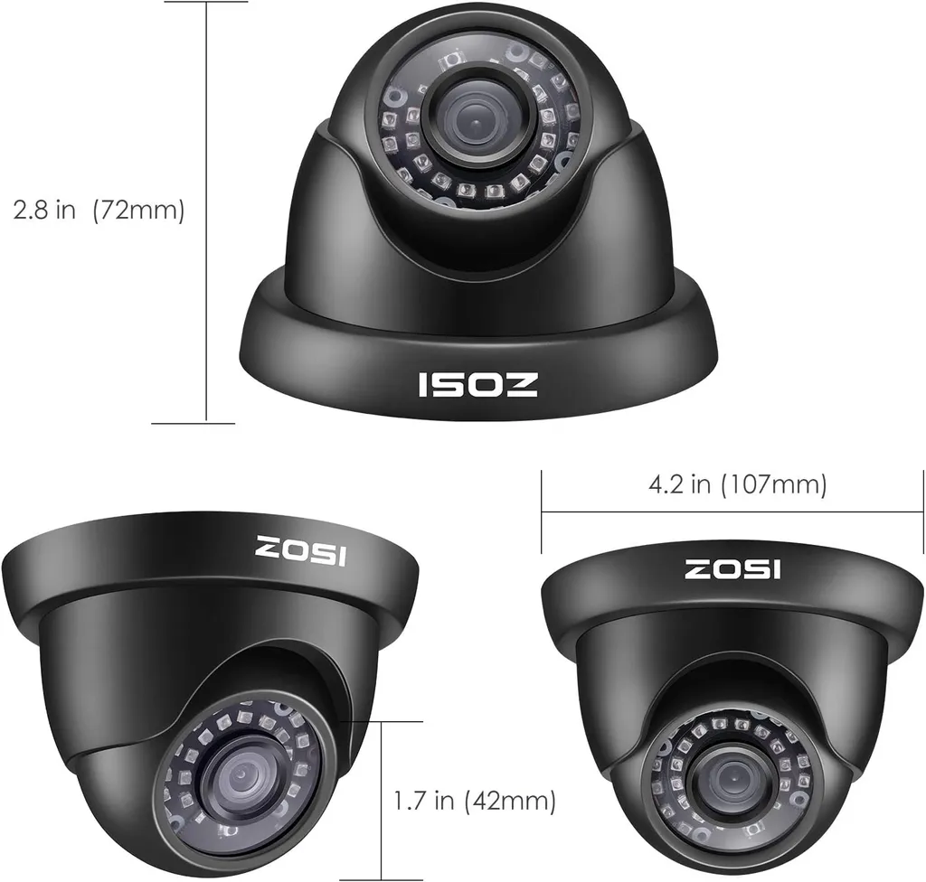 ZOSI 4X Full HD 1080p Dome Video Überwachungskamera Set Mit Kabel Und Netzteil, 2MP TVI Videoausgang, 20M IR Nachtsicht 2 ZOSI 4X Full HD 1080p Dome Video Überwachungskamera Set Mit Kabel Und Netzteil, 2MP TVI Videoausgang, 20M IR Nachtsicht – Bild 2
