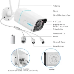 Reolink 5MP Kabellose WLAN IP Überwachungskamera Aussen Mit Spotlights, Farbiger Nachtsicht, Intelligente Personen-/Fahrzeugerkennung, 2,4/5 GHz WiFi, 5X Optischer Zoom, Zwei-Wege-Audio, RLC-511WA -Garten- & Gewächshäuser Geschäft a58c1c66f9434749fab0853a4344be21
