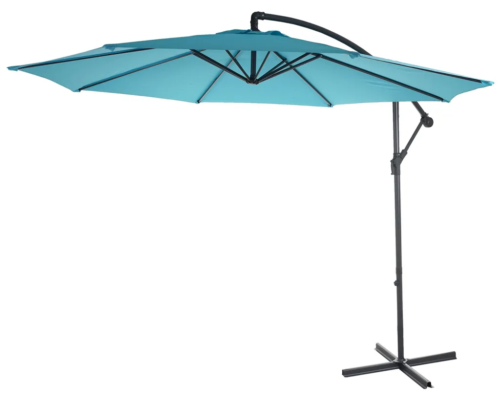 Mendler Ampelschirm Terni, Sonnenschirm Sonnenschutz, Ø 3m Neigbar, Polyester/Stahl 11kg Türkis-blau Ohne Ständer 3 Mendler Ampelschirm Terni, Sonnenschirm Sonnenschutz, Ø 3m Neigbar, Polyester/Stahl 11kg Türkis-blau Ohne Ständer – Bild 3