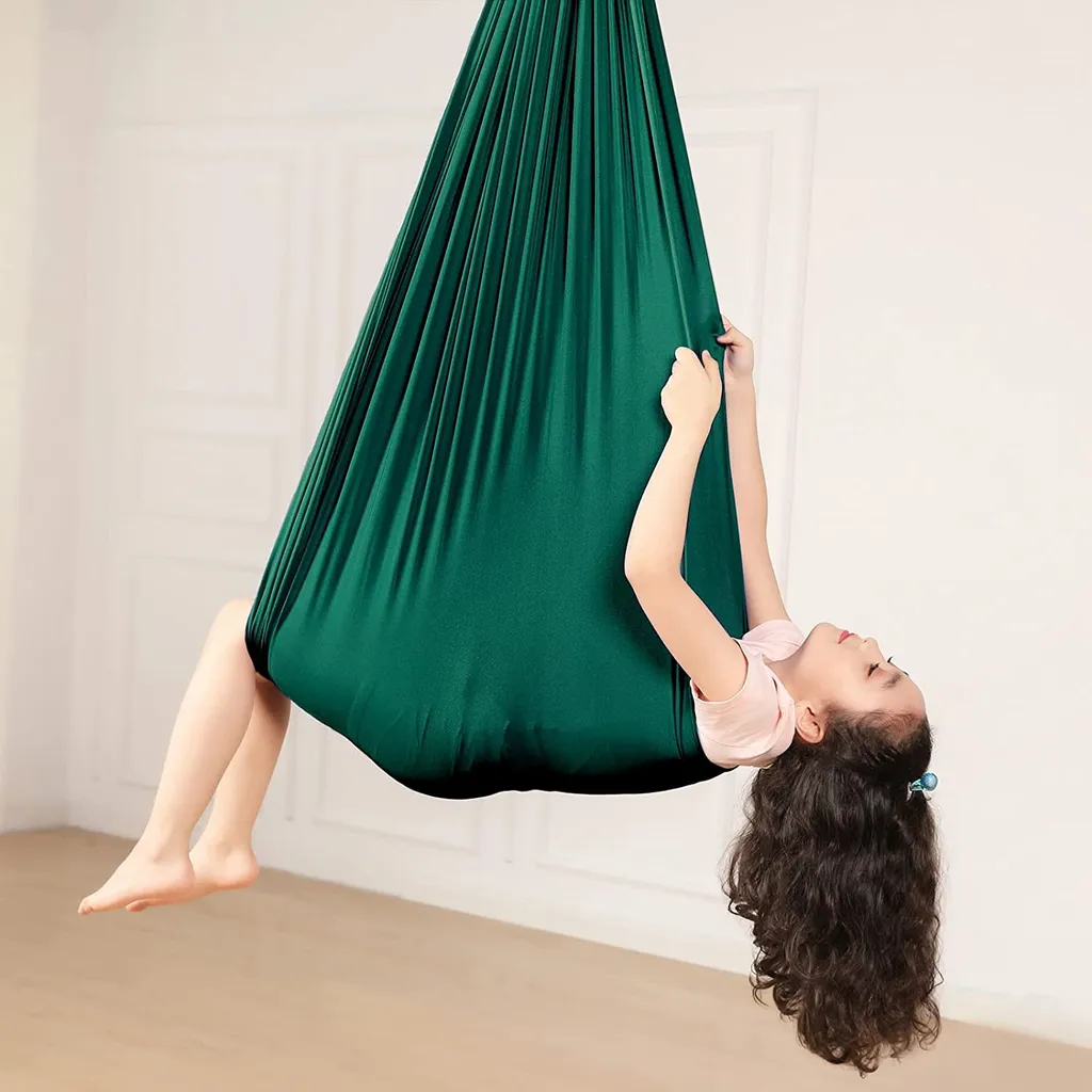 Topchances Kinder Therapie Schaukel, Indoor & Outdoor Kinder Schwingen Hängematte, Sensorisch Therapie Schwingen Sessel Für Autismus SPD ADHS Asperger Kinder Schaukelstühle-150 X 280CM,Dunkelgrün 3 Topchances Kinder Therapie Schaukel, Indoor & Outdoor Kinder Schwingen Hängematte, Sensorisch Therapie Schwingen Sessel Für Autismus SPD ADHS Asperger Kinder Schaukelstühle-150 X 280CM,Dunkelgrün – Bild 3