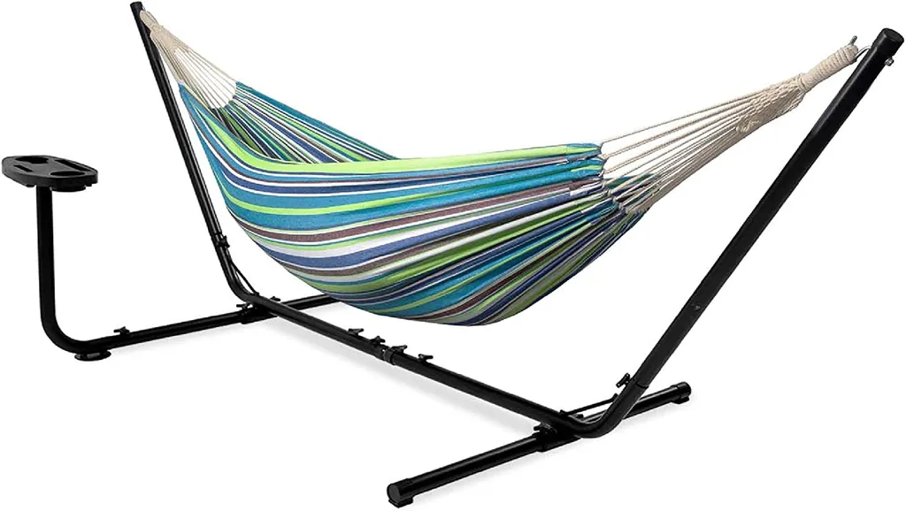 VITA5 Hängematte Mit Gestell Outdoor - Hängematte 2 Personen Für Garten & Balkon - Doppelhängematte Mit Getränkehalter- Tragbare Hängematte 200kg Belastbarkeit (Grün/Blau Cupholder) 1 VITA5 Hängematte Mit Gestell Outdoor - Hängematte 2 Personen Für Garten & Balkon - Doppelhängematte Mit Getränkehalter- Tragbare Hängematte 200kg Belastbarkeit (Grün/Blau Cupholder)