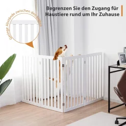 COSTWAY Absperrgitter Hunde 89cm Hoch, 4 Paneelen Schutzgitter Holz Klappbar, Treppengitter Hundeabsperrgitter Flexibel Türschutzgitter (Weiß) -Garten- & Gewächshäuser Geschäft a6446d7674fa353aa664eec979472dea