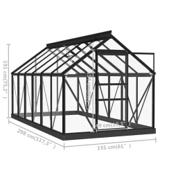 VidaXL Glas Gewächshaus Anthrazit 155x298x191 Cm Aluminium -Garten- & Gewächshäuser Geschäft a65cd313570c0e5d5035dd6409e16ef0