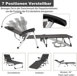 COSTWAY Sonnenliege Klappbar, Liegestuhl Mit 7 Einstellbaren Rücklehnpositionen, Gartenstuhl Relaxliege Mit Tassenhalter, Für Die Terrasse, Garten Und Am Pool (Grau) 8 COSTWAY Sonnenliege Klappbar, Liegestuhl Mit 7 Einstellbaren Rücklehnpositionen, Gartenstuhl Relaxliege Mit Tassenhalter, Für Die Terrasse, Garten Und Am Pool (Grau) -Garten- & Gewächshäuser Geschäft a66c625a27aaf166ee3ba31396d2d34c