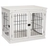 PawHut Hundehütte Hundehaus Transportbox Mit Tischoberfläche Kleintierkäfig Für Innen Hundebox Tierkäfig Haustier MDF Metall Weiß 81 X 58,5 X 66 Cm