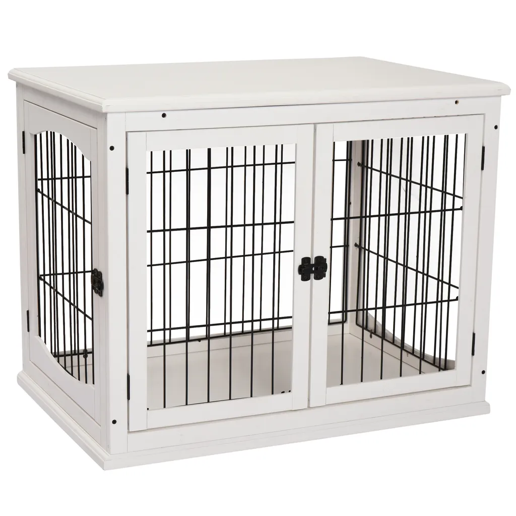 PawHut Hundehütte Hundehaus Transportbox Mit Tischoberfläche Kleintierkäfig Für Innen Hundebox Tierkäfig Haustier MDF Metall Weiß 81 X 58,5 X 66 Cm 1 PawHut Hundehütte Hundehaus Transportbox Mit Tischoberfläche Kleintierkäfig Für Innen Hundebox Tierkäfig Haustier MDF Metall Weiß 81 X 58,5 X 66 Cm