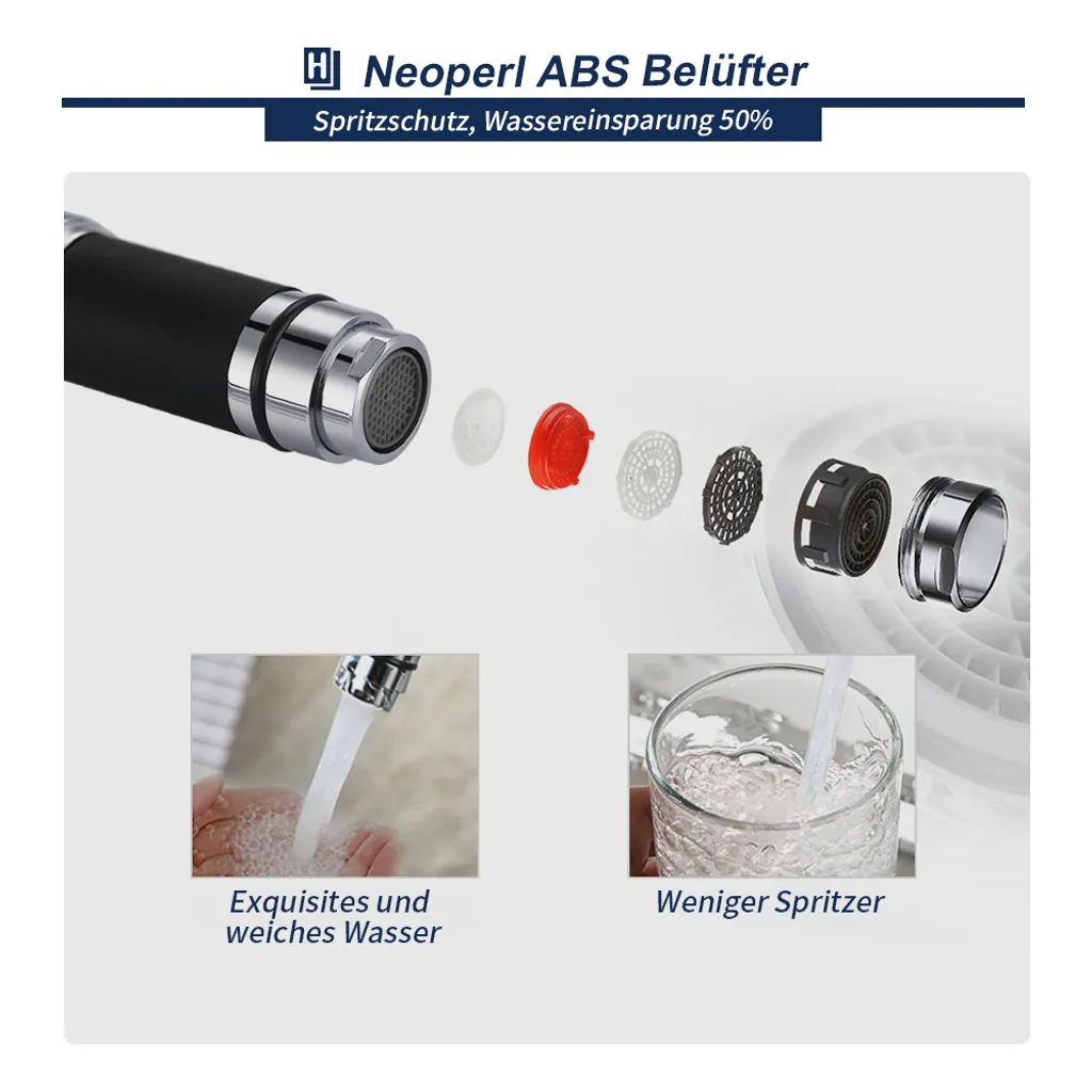 Homelody Wasserhahn Küche Schwarz, 360° Drehbar Silikon In Lebensmittelqualität Wand Küchenarmatur Wandarmatur Flexibel Ausziehbarer, Spültischarmatur Für Küche Messing 6 Homelody Wasserhahn Küche Schwarz, 360° Drehbar Silikon In Lebensmittelqualität Wand Küchenarmatur Wandarmatur Flexibel Ausziehbarer, Spültischarmatur Für Küche Messing – Bild 6