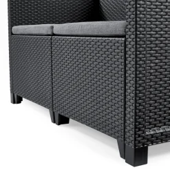 Keter Lounge Set Emma 8-teilig - Graphit , 2 Sessel + 2er Sofa + 1 Tisch Mit Aufbewahrungsbox-Funktion + 4 Sitzauflagen -Garten- & Gewächshäuser Geschäft a68335460e472a9c960e12824090cb9e