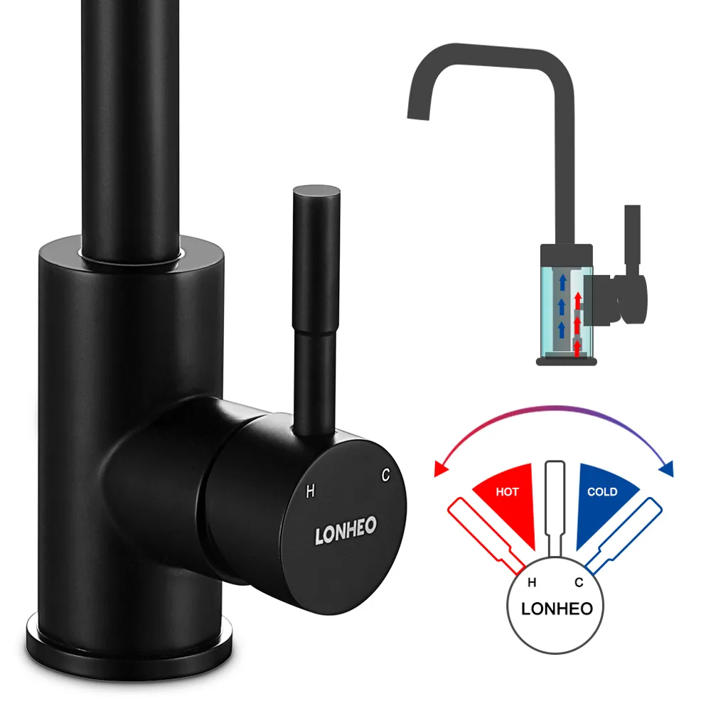 Lonheo Niederdruck Wasserhahn Küche Armatur Aus Edelstahl, 360° Schwenkbar Küche Mischbatterie Einhebelmischer Für Kaltwasser Und Einen Wasserboiler Konzipiert 5 Lonheo Niederdruck Wasserhahn Küche Armatur Aus Edelstahl, 360° Schwenkbar Küche Mischbatterie Einhebelmischer Für Kaltwasser Und Einen Wasserboiler Konzipiert – Bild 5