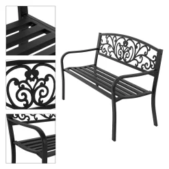 ECD Germany Gartenbank Mit Armlehnen & Rückenlehne Mit Muster, Schwarz, Aus Stahl Und Gusseisen, Wetterfeste Terrassenbank, Metallbank Für Garten Terrasse 10 ECD Germany Gartenbank Mit Armlehnen & Rückenlehne Mit Muster, Schwarz, Aus Stahl Und Gusseisen, Wetterfeste Terrassenbank, Metallbank Für Garten Terrasse -Garten- & Gewächshäuser Geschäft a6af9309745b6eaf99f47faf71e74b39