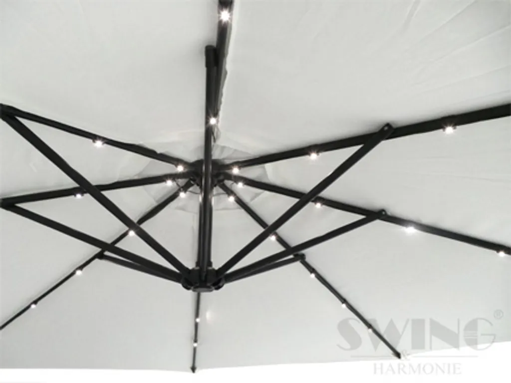 Swing&Harmonie Luxus Sonnenschirm Mit LED Beleuchtung Ampelschirm 350 Cm Garten Schirm Pavillon - Creme 5 Swing&Harmonie Luxus Sonnenschirm Mit LED Beleuchtung Ampelschirm 350 Cm Garten Schirm Pavillon - Creme – Bild 5