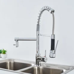 Auralum Hochdruck Wasserhahn Küche 360 Gard Drehbar Spiralfeder Armatur Mit Ausziehbar Brause