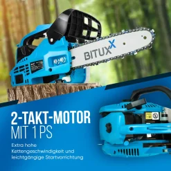 Bituxx Benzin Motor Kettensäge 25ccm 1PS 12" Schwert Blau, MS-18390 -Garten- & Gewächshäuser Geschäft a6f3be302493403083a3daebd62fda33