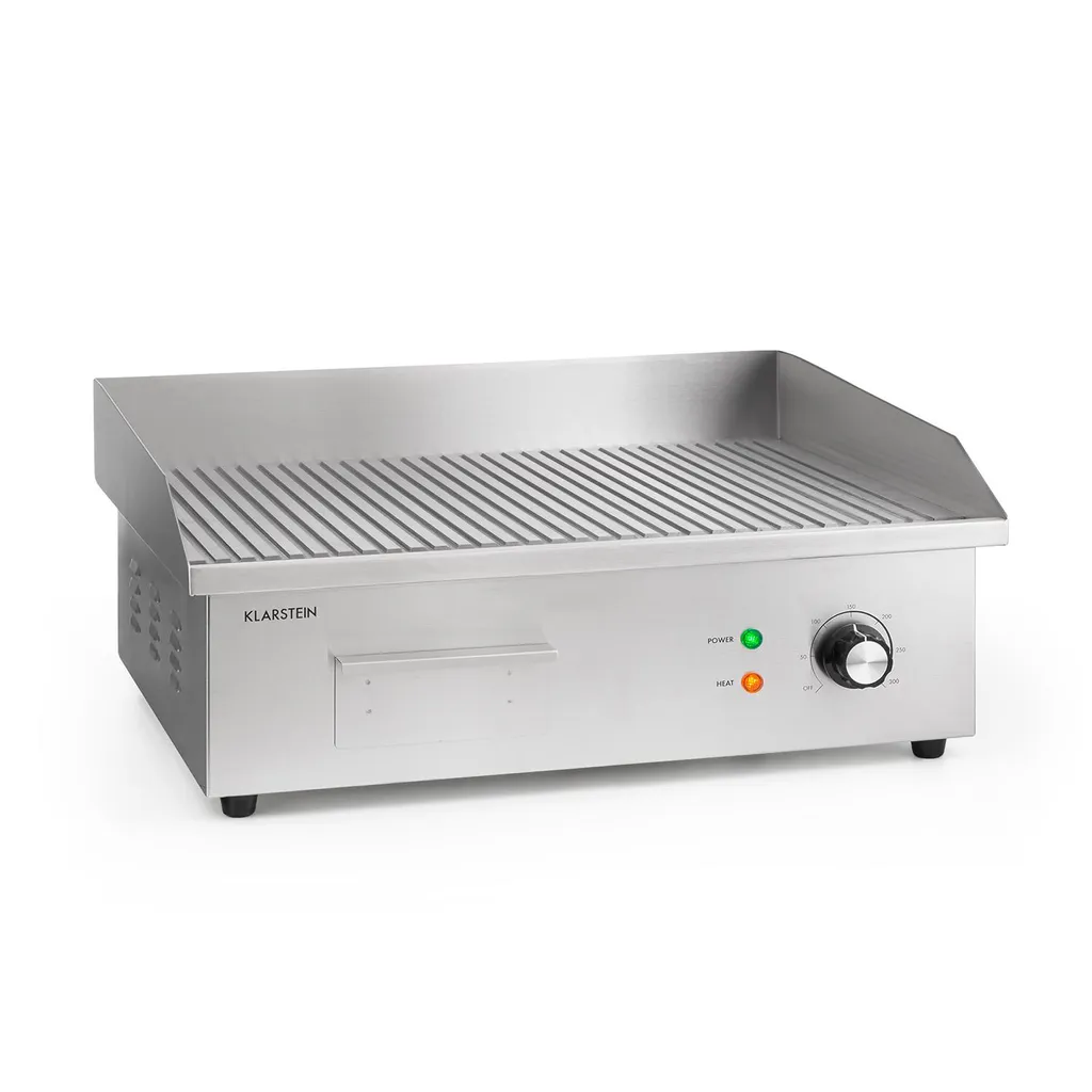 Klarstein Grillmeile 3000R Pro Gusseisen Grillplatte Elektrisch, Grillfläche: 54,5 X 35 Cm (geriffelt), Stufenlos 50-300 °C, 3000 Watt, Profi Elektrogrill Mit Spritzschutz, Edelstahl 1 Klarstein Grillmeile 3000R Pro Gusseisen Grillplatte Elektrisch, Grillfläche: 54,5 X 35 Cm (geriffelt), Stufenlos 50-300 °C, 3000 Watt, Profi Elektrogrill Mit Spritzschutz, Edelstahl