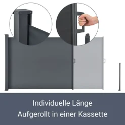 Juskys Seitenmarkise Dubai 500 X 200 Cm Ausziehbar Blickdicht, Sichtschutz Windschutz Für Balkon & Terrasse, Seitenrollo Wandhalterung - Anthrazit -Garten- & Gewächshäuser Geschäft a719f30e552f2a91dff31c744e4d9a12