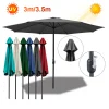 Wolketon 3m-3.5m Sonnenschirm Marktschirm Mit Handkurbel UV40+ Outdoor-Schirm Terrassen Gartenschirm,Grau,3.5m