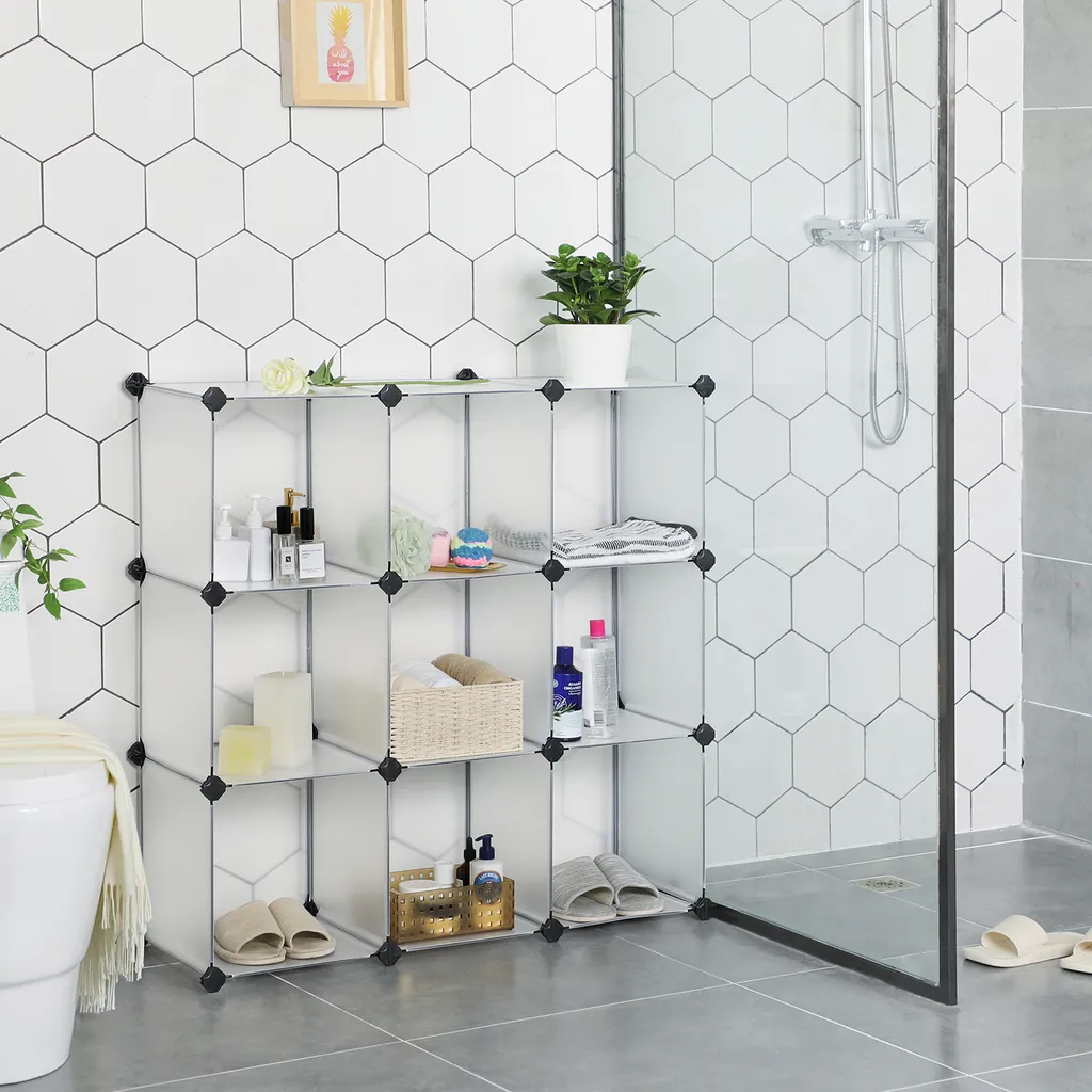 SONGMICS Regalsystem Mit 9 Fächern 93 X 123 X 31 Cm Cube Aufbewahrung Sideboard Aufbewahrungsbox Weiß LPC115S 3 SONGMICS Regalsystem Mit 9 Fächern 93 X 123 X 31 Cm Cube Aufbewahrung Sideboard Aufbewahrungsbox Weiß LPC115S – Bild 3