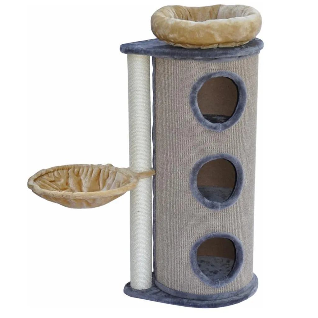 Nanook Kratztonne Grau / Beige - Liegemulde - Abnehmbares Katzenbett - 2 Kratzstämme 3 Nanook Kratztonne Grau / Beige - Liegemulde - Abnehmbares Katzenbett - 2 Kratzstämme – Bild 3